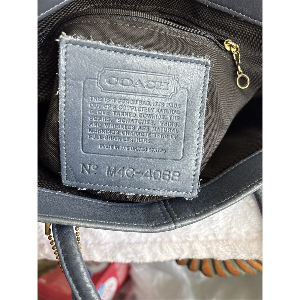 Vintage COACH Mini Lunch Tote Blue Leather Small Bag Hangtag 4068 90s USA - Picture 16 of 16